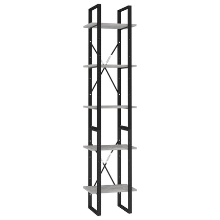 5-Tier Book Cabinet Concrete Gray 15.7"x11.8"x68.9" Engineered Wood