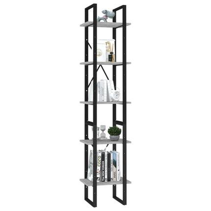 5-Tier Book Cabinet Concrete Gray 15.7"x11.8"x68.9" Engineered Wood