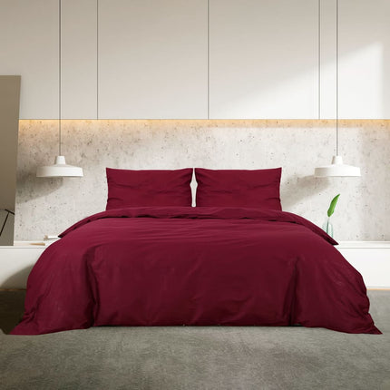 Duvet Cover Set Burgundy 100% Cotton 102.4 x 86.6 in