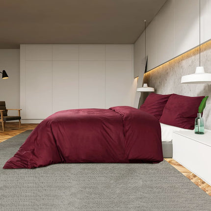 Duvet Cover Set Burgundy 100% Cotton 102.4 x 86.6 in