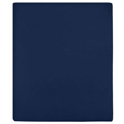 Jersey Fitted Sheet Set of 2 Navy Blue Cotton 35.4 in x 78.7 in