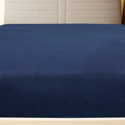 Jersey Fitted Sheet Set of 2 Navy Blue Cotton 35.4 in x 78.7 in