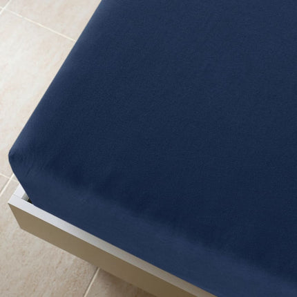 Jersey Fitted Sheet Set of 2 Navy Blue Cotton 35.4 in x 78.7 in