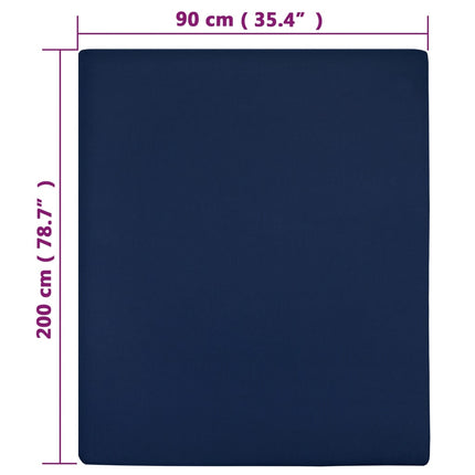 Jersey Fitted Sheet Set of 2 Navy Blue Cotton 35.4 in x 78.7 in