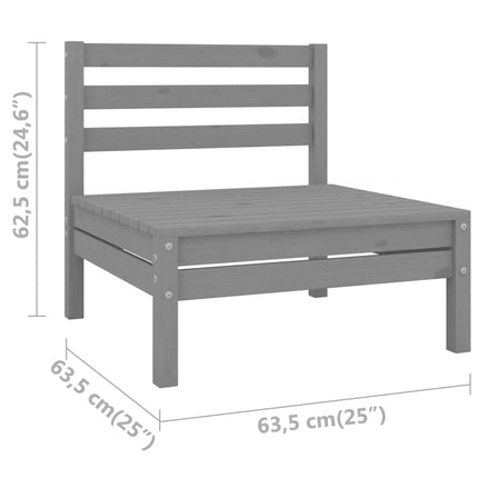 3 Piece Patio Lounge Set Solid Wood Pine Gray