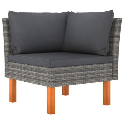 7 Piece Patio Lounge Set Poly Rattan and Eucalyptus Wood Gray