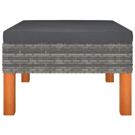 6 Piece Patio Lounge Set Poly Rattan and Eucalyptus Wood Gray