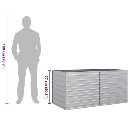 Garden Raised Bed 63"x31.5"x30.3" Galvanized Steel Silver