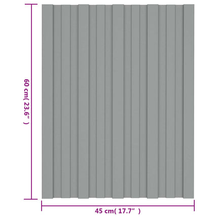 Roof Panel 36 pcs Grey 23.62 x 17.72 in Galvanised steel