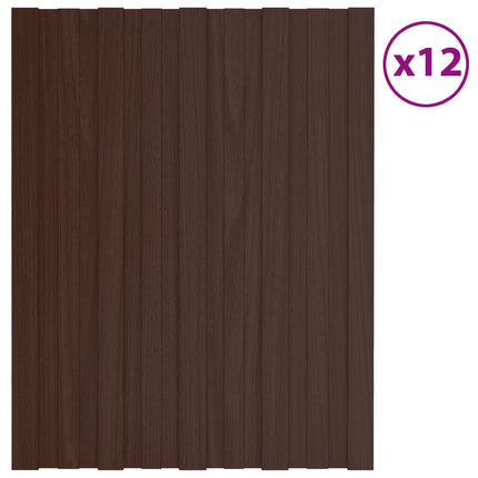 Roof Panel 12 pcs Brown 23.62 x 17.72 in Galvanised steel