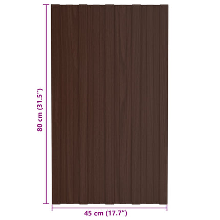 Roof Panel 12 pcs Brown 31.50 x 17.72 in Galvanised steel