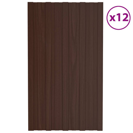Roof Panel 12 pcs Brown 31.50 x 17.72 in Galvanised steel