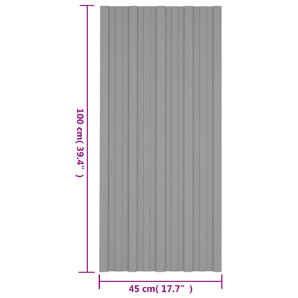 Roof Panel 12 pcs Grey 39.37 x 17.72 in Galvanised steel