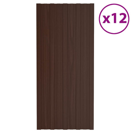 Roof Panel 12 pcs Brown 39.37 x 17.72 in Galvanised steel