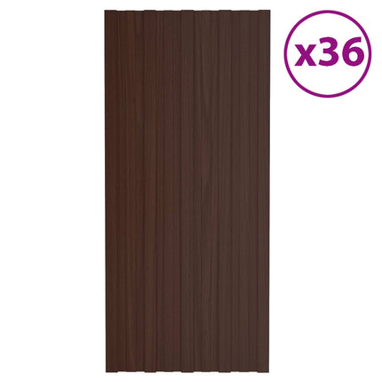 Roof Panel 36 pcs Brown 39.37 x 17.72 in Galvanised steel