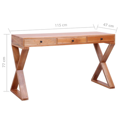 Computer Desk Natural 45.3"x18.5"x30.3" Solid Mahogany Wood