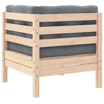2-Seater Patio Sofa with Gray Cushions Solid Pinewood