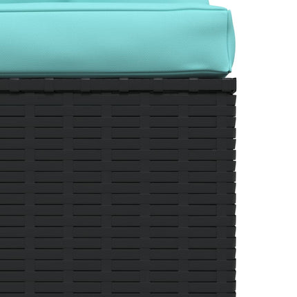 4 Seater Sofa with Cushions Black Poly Rattan