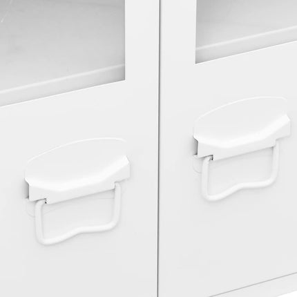 Industrial Sideboard White 41.3"x13.8"x24.4" Metal and Glass