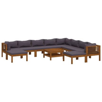 11 Piece Patio Lounge Set with Cushion Solid Acacia Wood