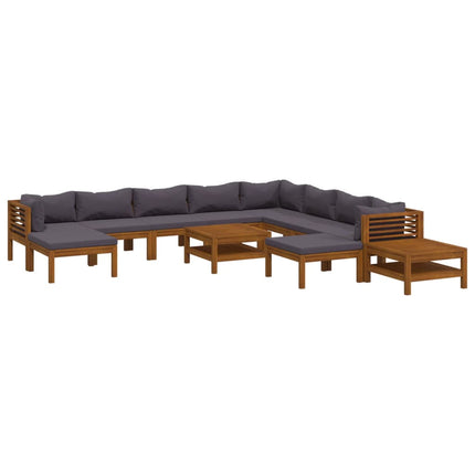 12 Piece Patio Lounge Set with Cushion Solid Acacia Wood