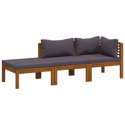 3 Piece Patio Lounge Set with Cushion Solid Acacia Wood