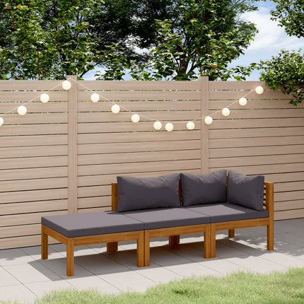 3 Piece Patio Lounge Set with Cushion Solid Acacia Wood