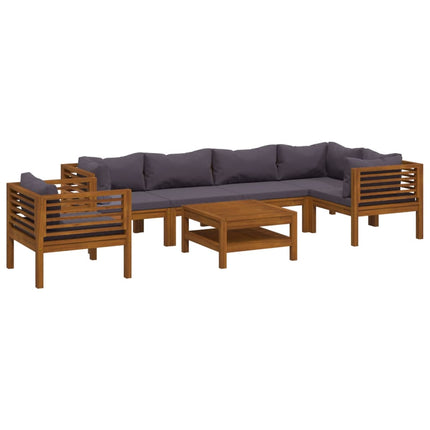 7 Piece Patio Lounge Set with Cushion Solid Acacia Wood