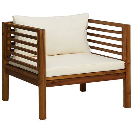 6 Piece Patio Lounge Set with Cream Cushion Solid Acacia Wood