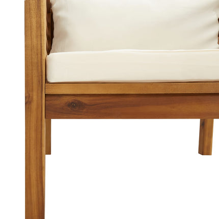 6 Piece Patio Lounge Set with Cream Cushion Solid Acacia Wood