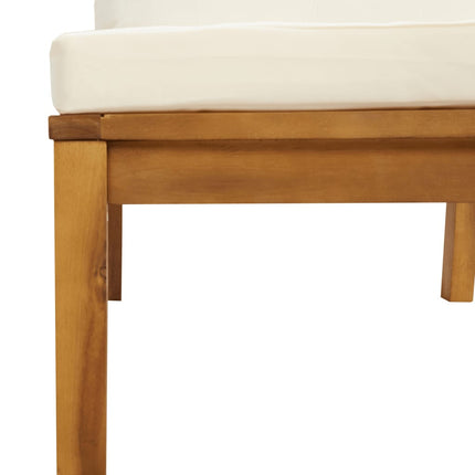 5 Piece Patio Lounge Set with Cream Cushion Solid Acacia Wood