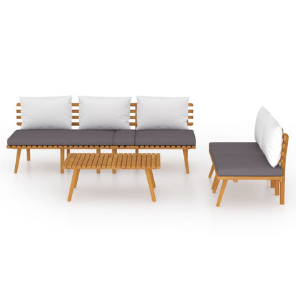4 Piece Patio Lounge Set with Cushions Solid Acacia Wood