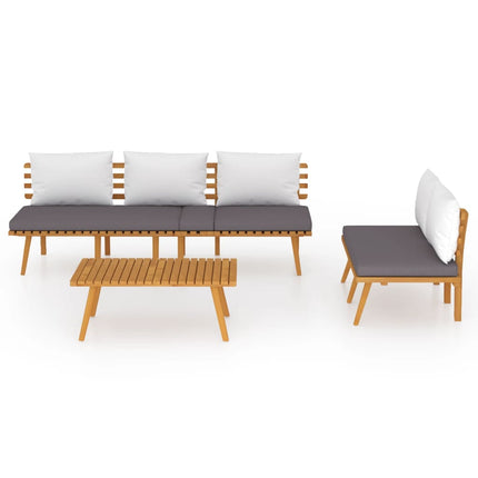 3 Piece Patio Lounge Set with Cushions Solid Acacia Wood