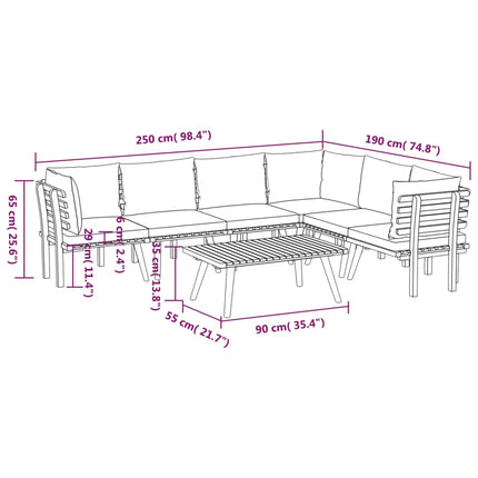 7 Piece Patio Lounge Set with Cushions Solid Acacia Wood
