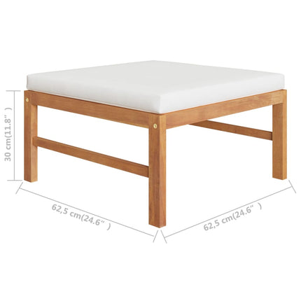 5 Piece Patio Lounge Set with Cream Cushions Solid Teak Wood
