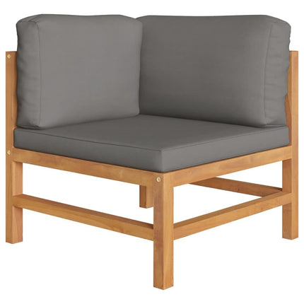 7 Piece Patio Lounge Set with Gray Cushions Solid Teak Wood