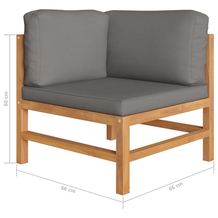 7 Piece Patio Lounge Set with Gray Cushions Solid Teak Wood