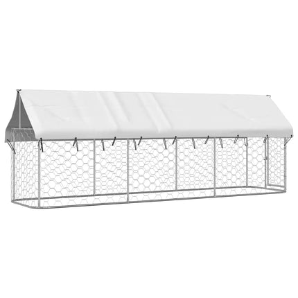 Outdoor Dog Kennel with Roof 157.5"x39.4"x59.1