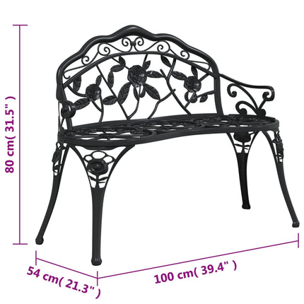 Patio Bench 39.4" Cast Aluminum Black
