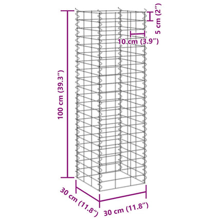 Gabion Raised Beds 3 pcs 11.8"x11.8"x39.4" Iron