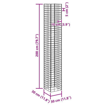 Gabion Raised Beds 3 pcs 11.8"x11.8"x78.7" Iron