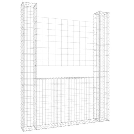 U-shape Gabion Basket with 2 Posts Iron 55.1"x7.9"x78.7