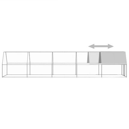 Outdoor Chicken Cage 6.6'x32.8'x6.6'Galvanized Steel