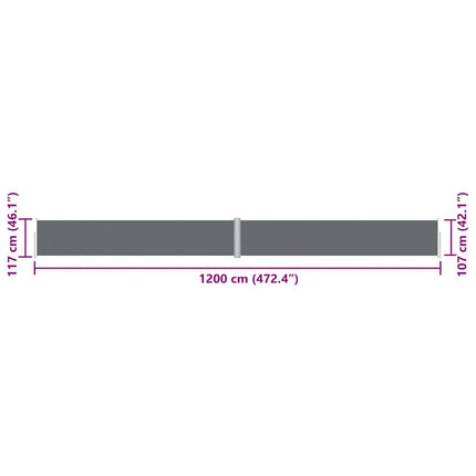Retractable Side Awning Anthracite 46.1"x472.4