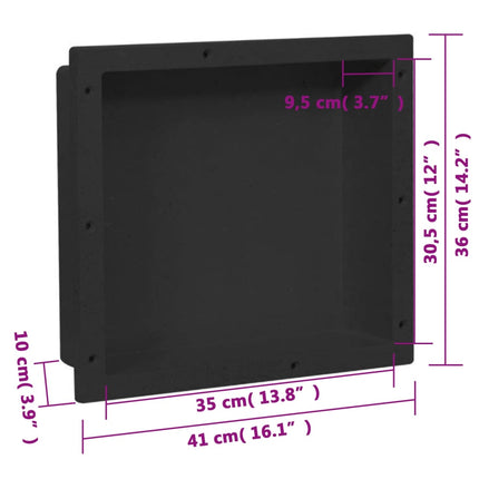 Shower Niche Matt Black 16.1"x14.2"x3.9