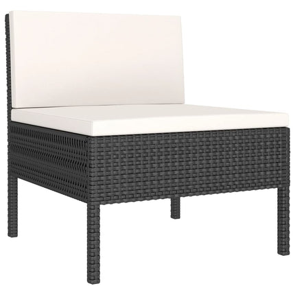 12 Piece Patio Lounge Set with Cushions Poly Rattan Black