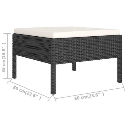 11 Piece Patio Lounge Set with Cushions Poly Rattan Black