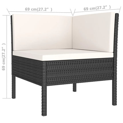11 Piece Patio Lounge Set with Cushions Poly Rattan Black