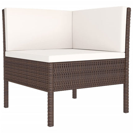 11 Piece Patio Lounge Set with Cushions Poly Rattan Brown