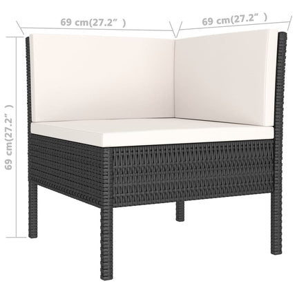 12 Piece Patio Lounge Set with Cushions Poly Rattan Black